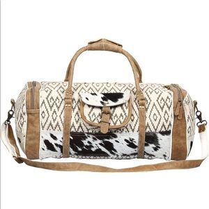 Myra Bag- Cross Design Rug & Hairon pocket traveler bag.  NWT